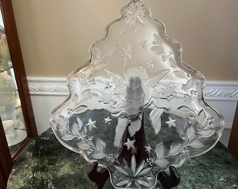 Mikasa Crystal Frosted Angel’s Wish on 16" Tree Shaped Platter
