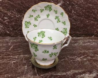 Vintage Ansley English Fine Bone China Shamrock Teacup and Saucer