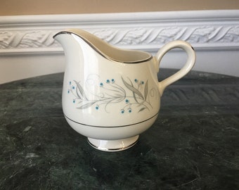 Vintage MCM Homer Laughlin Celeste White Creamer with Floral Pattern