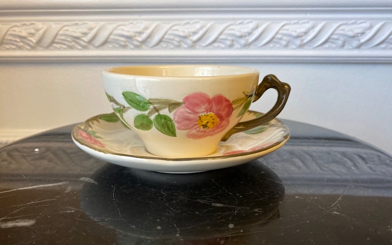 Franciscan Dinnerware Desert Rose Hand Decorated Coffee Cup and Saucer