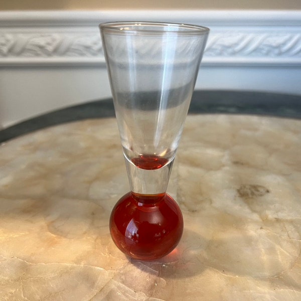 Vintage Red Colored Ball 4 1/2" Cordial Liqueur Shot Glass