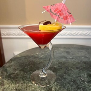 Honeysuckle Jasmine Scented Red Gel Candle in Bent Stem Martini Glass