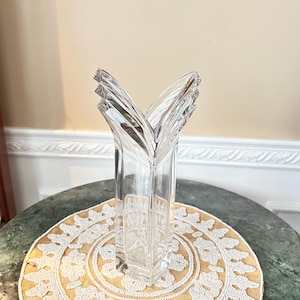 Vintage Mikasa Art Deco V shaped Clear Crystal 11 1/2&quot; Tall Vase