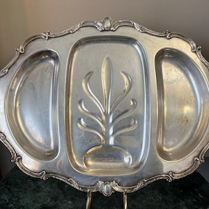 Vintage Silverplate Tree of Life 22 Inch Footed Meat Tray