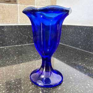 Cobalt Blue 6" Tulip Ice Cream Sundae Glass