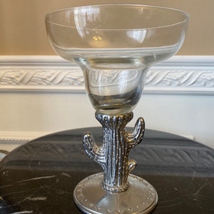 Metal and Glass 6 1/2" Cactus Margarita Glass