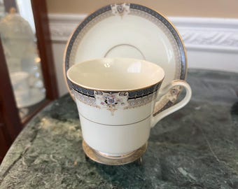 Taza y platillo de café vintage Mikasa Grande Ivory Tropez L5504