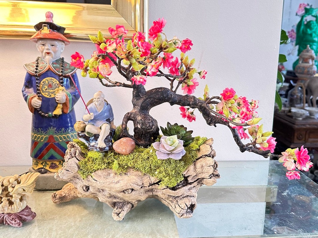Bonsai Planter Artificial Bonsai Cherry Blossom Tree With Etsy
