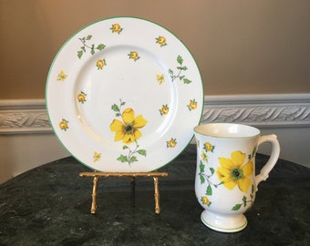 Royal Victoria Fine Bone China Yellow Dogwood Flowers Coffee Cup