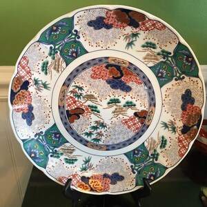 Vintage Seizan Japan Hand Painted Porcelain 12 Inch Bowl