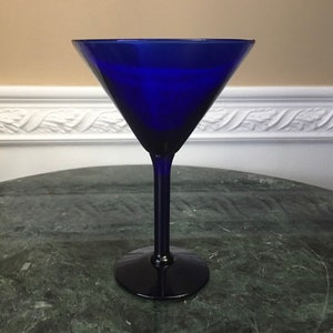 Vintage Kobalt Blau 7&quot; Großes Stemmed Martini Glas