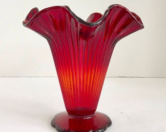 Vase évasé Vintage Fenton Ruby Red Amberina Sheffield 6" Flared Vase
