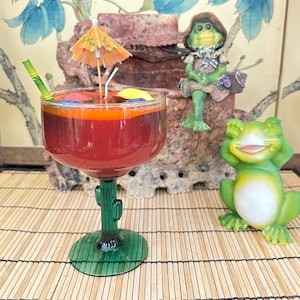 Honeysuckle Scented Red Gel Wax Candle in a Cactus Margarita Glass