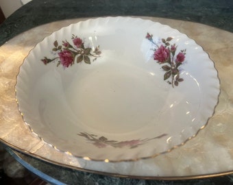 Vintage Unmarked Mose Rose Round 8" Vegetable Bowl