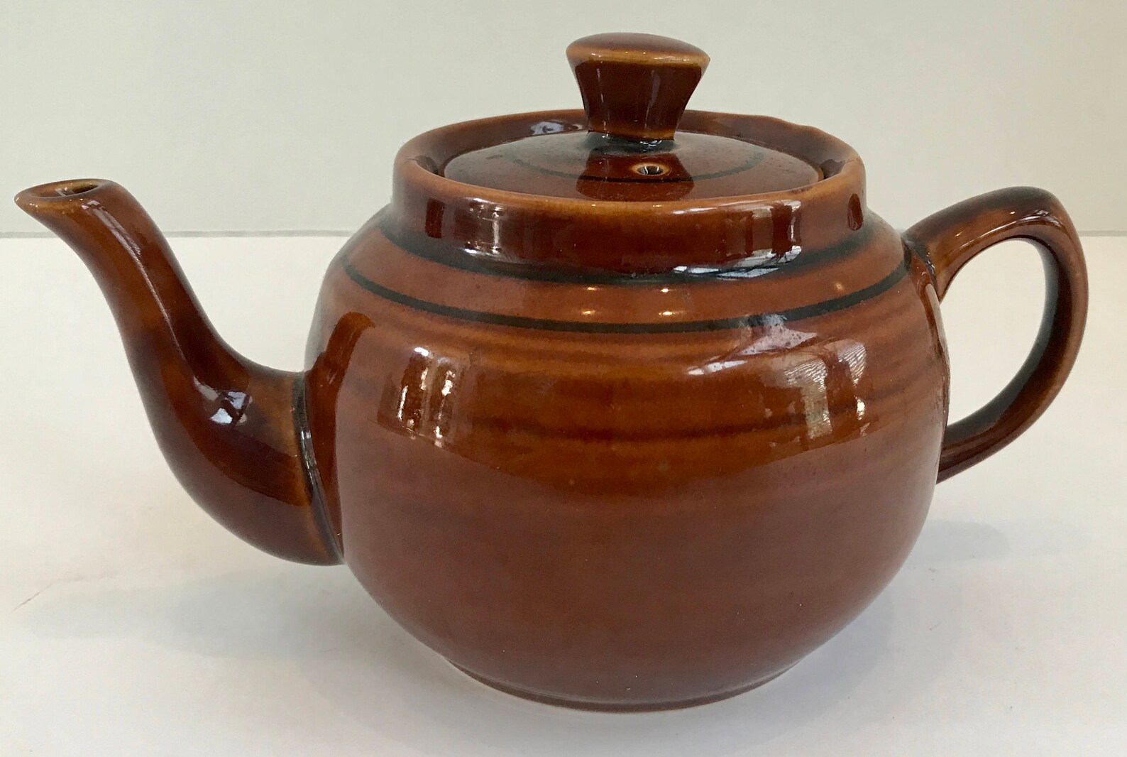 Vintage Brown Glazed 2 Cup Teapot With Black Strips Made in Etsy