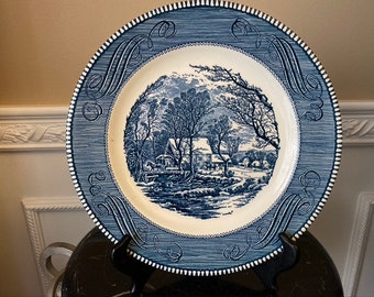 Vintage Royal Currier and Ives The Old Grist Mill Pattern 10" Dinner Plate
