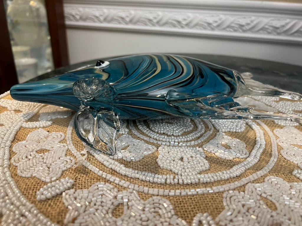 PAIR, Presse-papiers D'art En Verre De Murano Représentant Des Poissons Et Des Algues Sculpture De Barbini