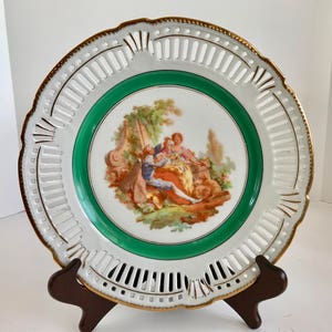 Schwarzenhammer Bavaria Reticulated Rim Victorian Courting Couple 10 1/2&quot; Plate