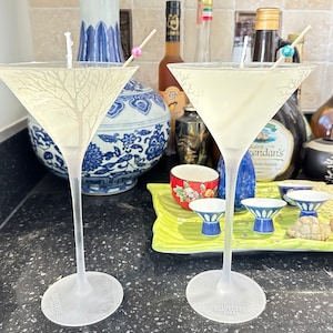 Jasmine Green Apple Scented Clear Gel Wax Candle in a Frosted Belvedere Vodka Martini Glass