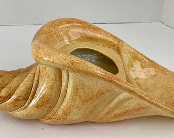 Conch Shell Planter 1968 Ceramic Reddish Tan Conch Shell Planter/Table Centerpiece