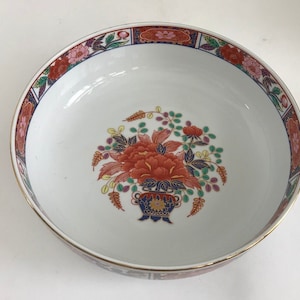 Vintage Japanese Porcelain Ware 9 1/2&quot; Bowl Decorated With Flowers