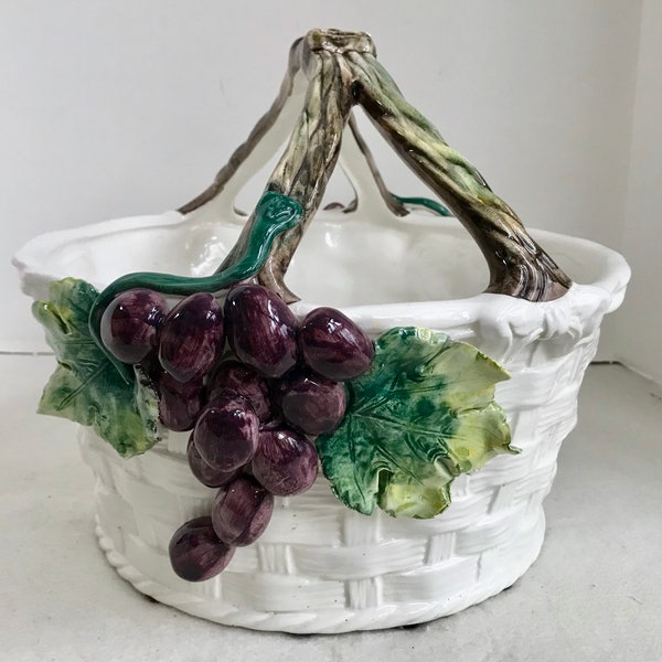 Valli Ceramiche Italian Grape Basketweave Majolica Basket