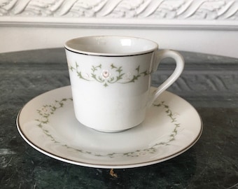 Vintage Sheffield Fine China Japan, Elegance 502 T Demitasse Coffee Cup Saucer