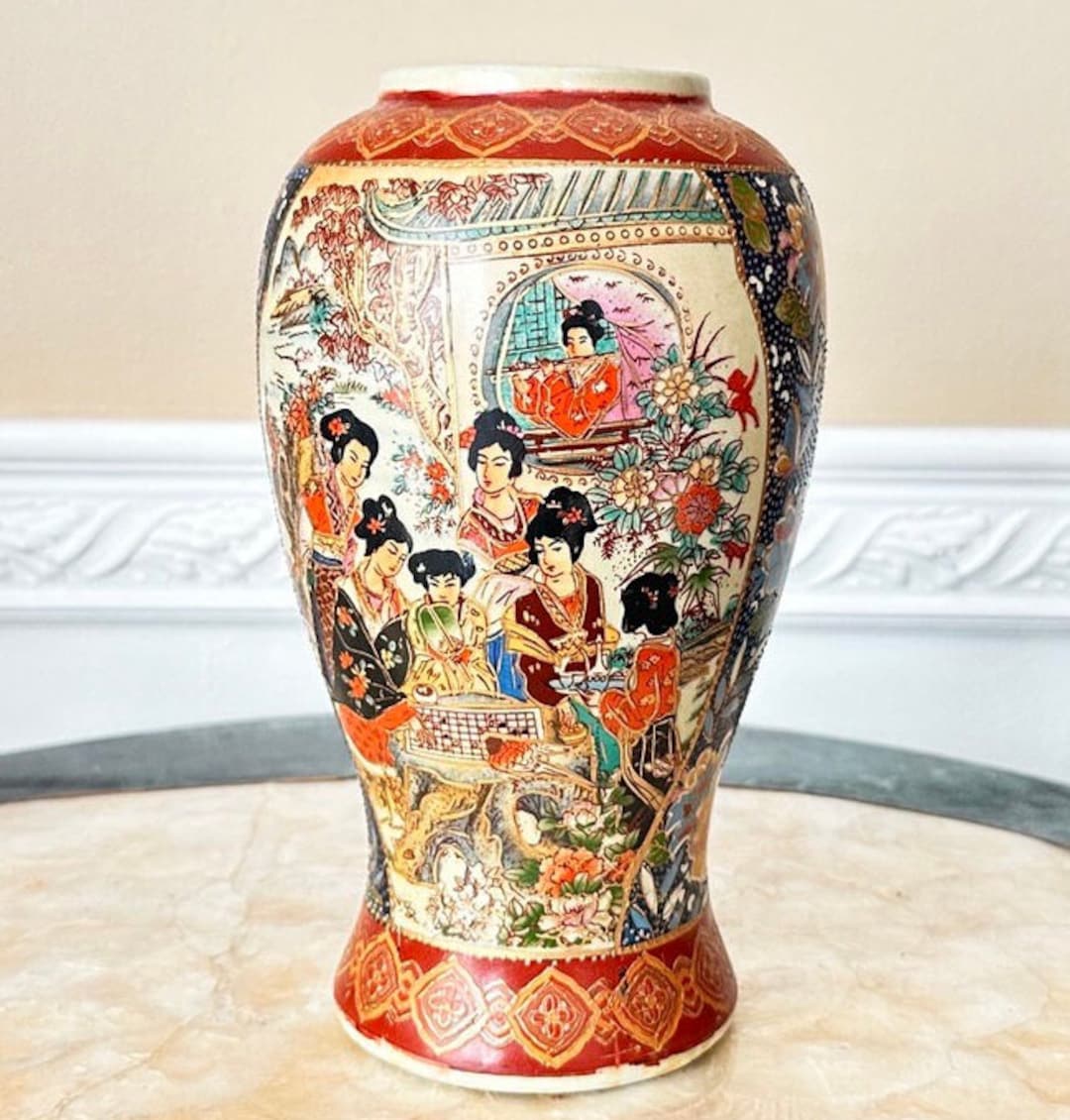 ヴィンテージ 薩摩芸者 9インチ 磁器花瓶 中国製 - Etsy 日本