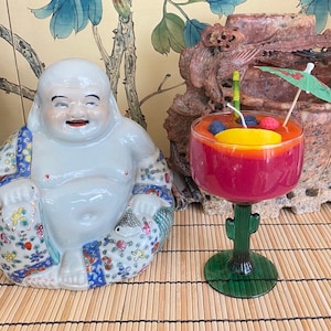 Honeysuckle Scented Red Gel Wax Candle in a Cactus Margarita Glass