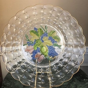 Vintage Indiana Glass Constellation Farbige Trauben 18 1/2" Torte/Servierplatte
