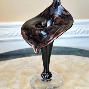 Kenneth Marine CQ 92 Brown and Metallic Gold Signed Jack in The Pulpit Hand Blown 8 1/2" Vase