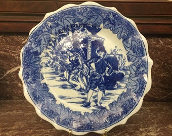 Vintage Victoria Ware Ironstone Flow Blue 12" Ice Skating Platter