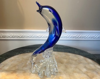 Murano Stil Kunstglas 20 cm großer Delfin/Schweinswal