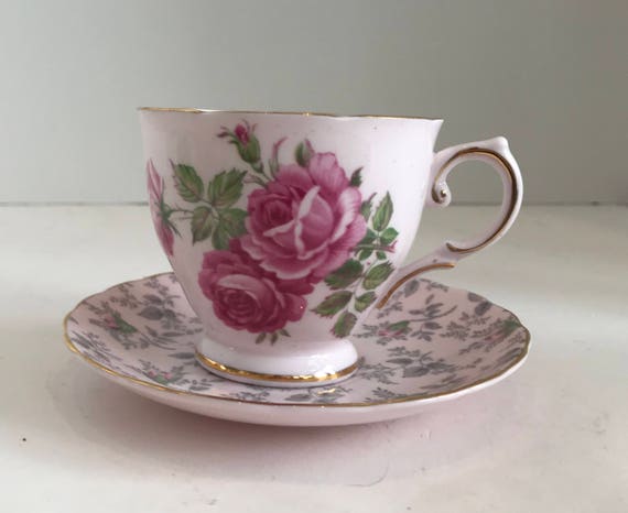 英国アンティーク陶器 R.H. Plant 19世紀？Tuscanウェッジウッド Royal Tuscan Fine English China, Member of Wedgwood Group Pink