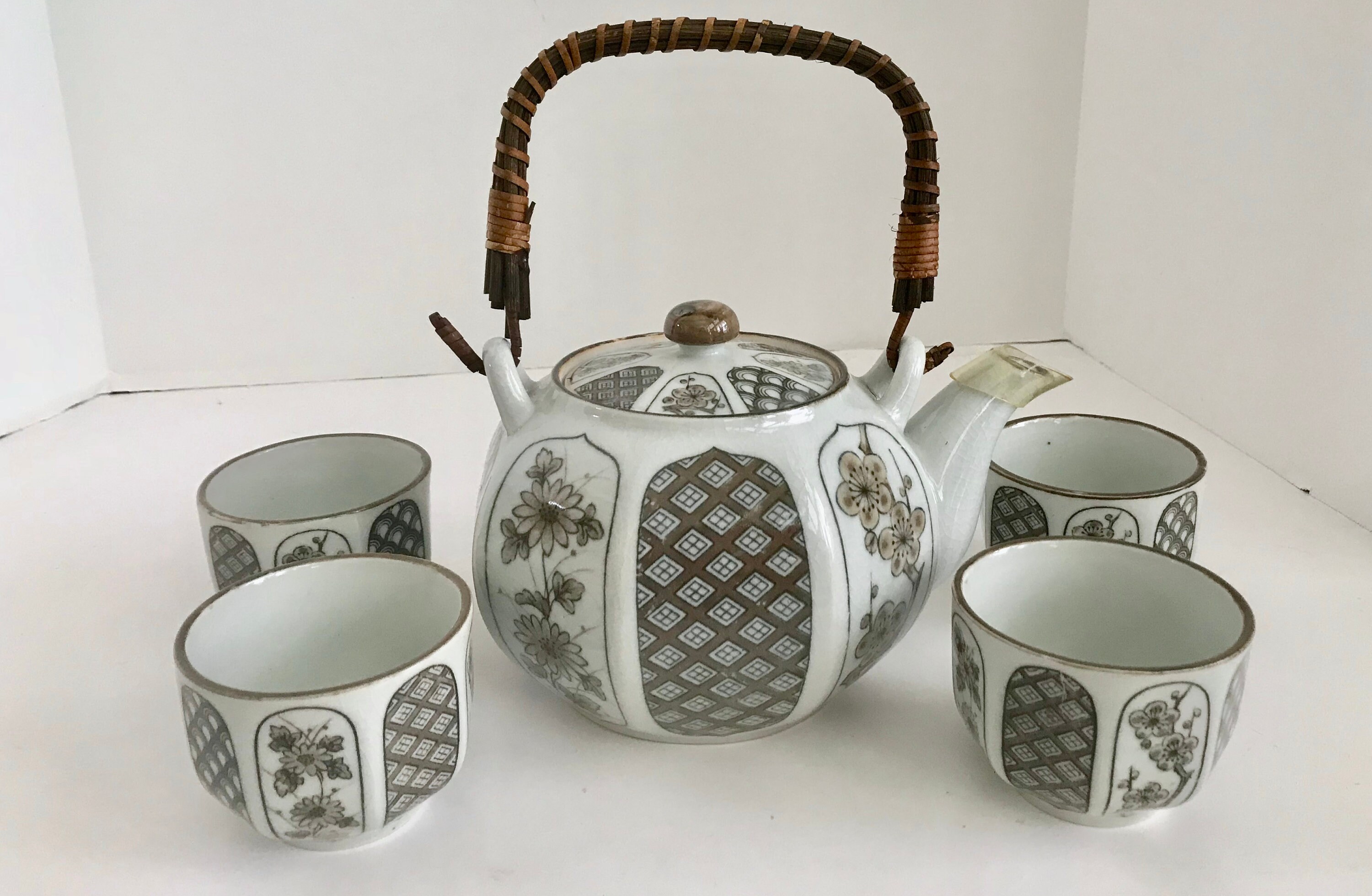 Vintage OMG Japanese Brown Floral Tea Set with 4 Cups Etsy
