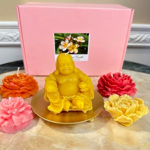 Honeysuckle Jasmine Scented Buddha and Flowers Candle Gift Set