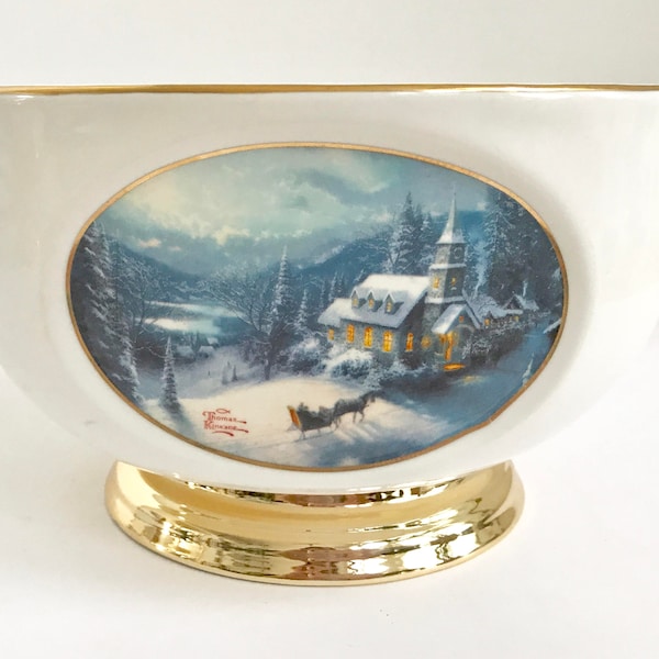 Thomas Kinkade “Sunday Evening Sleigh Ride” Teleflora Gift Bowl