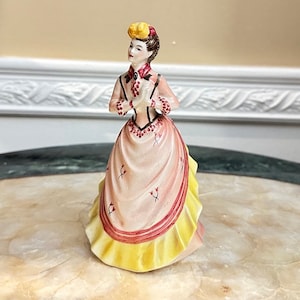Goldcrest Cotillion by P Porcher 5 1/2&quot; Lady in Pink Dress Porcelain Figurine
