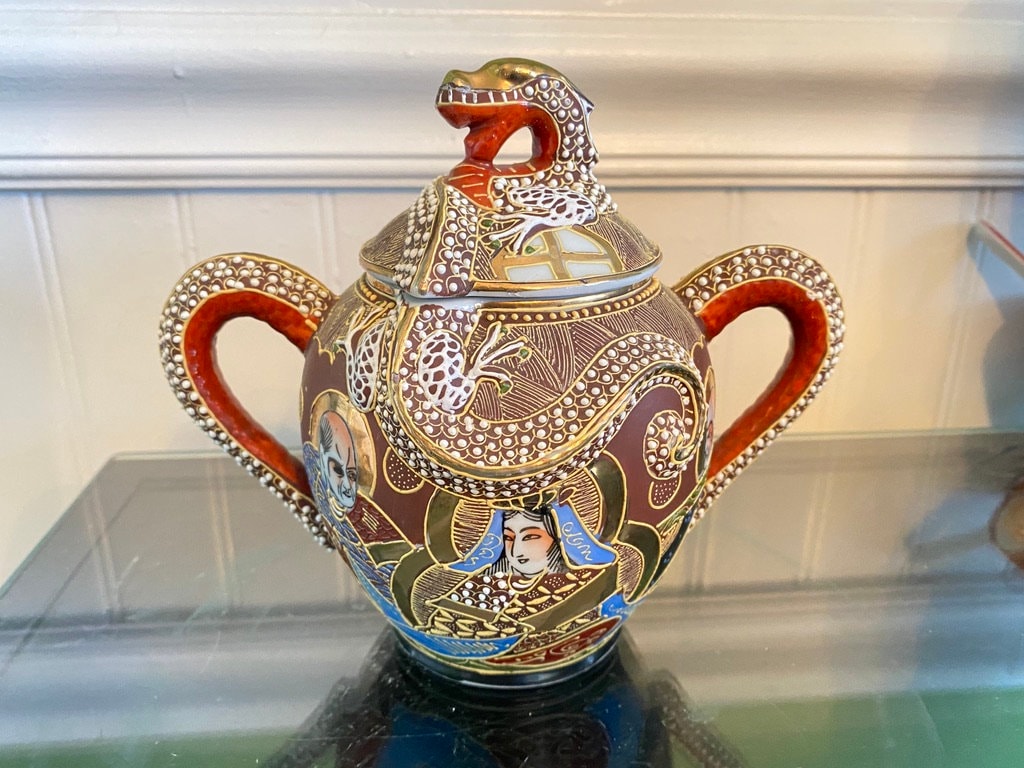 Vintage Japanese Moriage Gilded Satsuma Dragonware