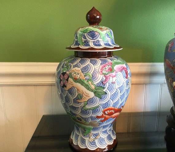 Blue & White Porcelain Temple Jar - Mythical Creatures Blue & White Porcelain Temple Jar - Mythical Creatures