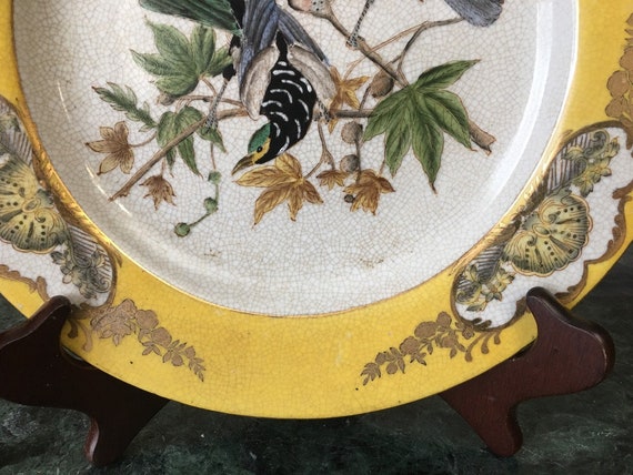 アンティーク　骨董品　龍と花と鳥の模様 波形皿 5枚セット 22cm Vintage Hua Rong Tang Zhi Porcelain 10 1/4