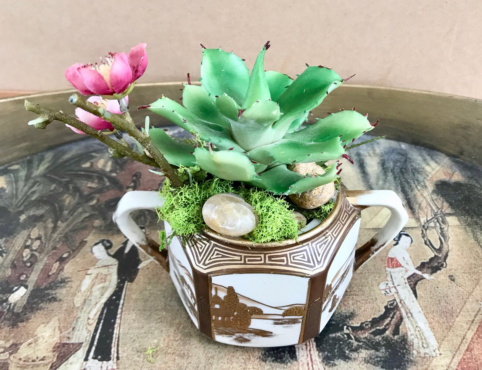 Antique Noritake Nippon Sugar Bowl Planter With Green Cactus Etsy