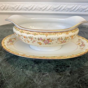 Vintage Noritake M  Gravy Boat with Attached Under Plate