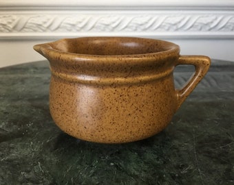 Vintage Monmouth Pottery Maple Leaf USA Mojave Brown Speckled Creamer
