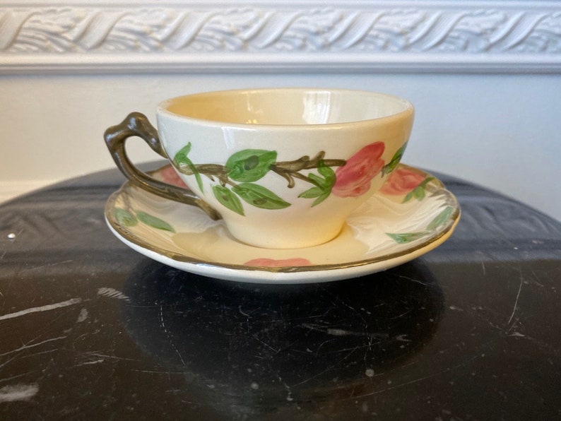 Franciscan Dinnerware Desert Rose Hand Decorated Coffee Cup and Saucer