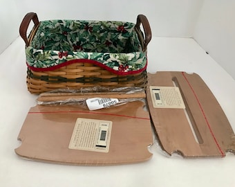 Longaberger signiert Weihnachtsbaum Trimmen behandelt Korb Set mit 2 Deckel und Spulen