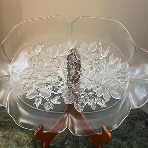 Walther Glass Mikasa Rosella Clear and Frosted Crystal Glass 16&quot; Serving Tray