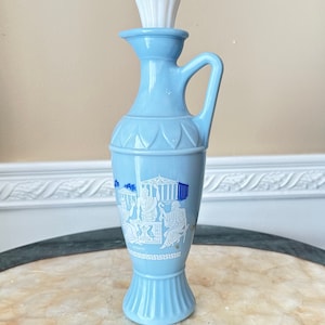 Vintage Empty Jim Beam Light Blue Grecian Socrates 13&quot; Decanter