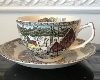 Johnson Bros England The Friendly Village The Ice House Tea Cup and Saucer