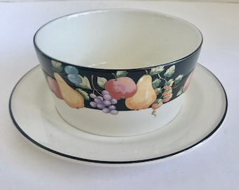 Sango Fanciful Obst 3968 5 1/4" Runde Gravy Boot mit Unterplatte